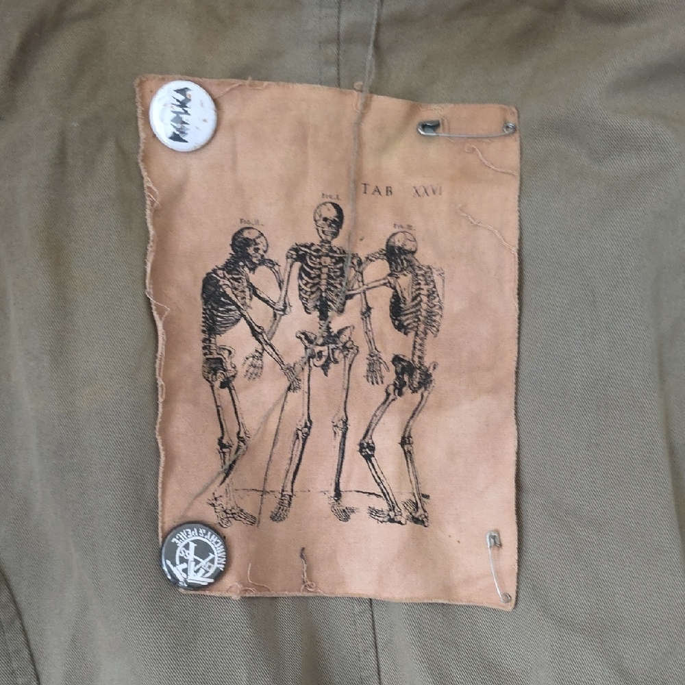Vintage Military Style Rock Band Grunge Olive Green Vest by Punch - Picture 7 of 8